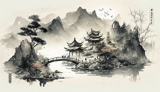 中国水墨画背景图片