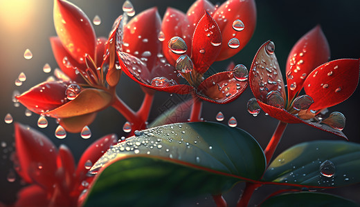 高清水滴素材高清红色鲜花插画