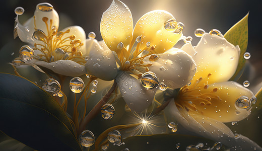 高清水滴素材高清水滴下的花卉插画
