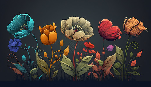 颜色各异的花卉图片