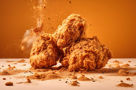 广告餐饮素材新鲜出炉的炸鸡块背景