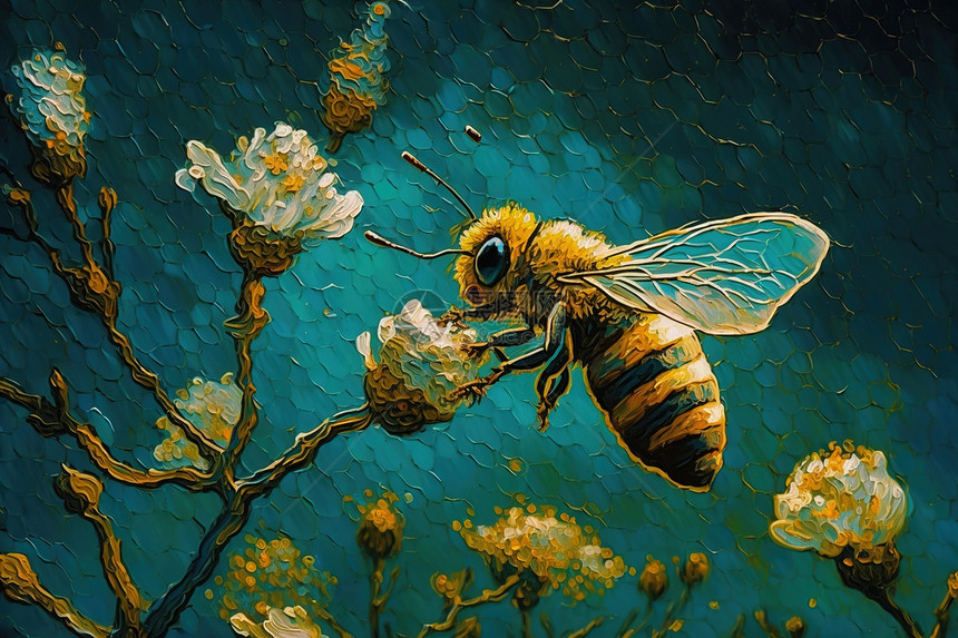 油画蜜蜂图片