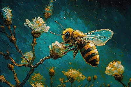 油画蜜蜂图片