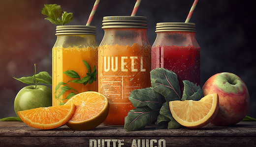 新鲜的橙汁健康水果汁插画