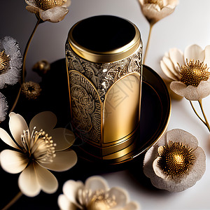 金色花卉罐子图片