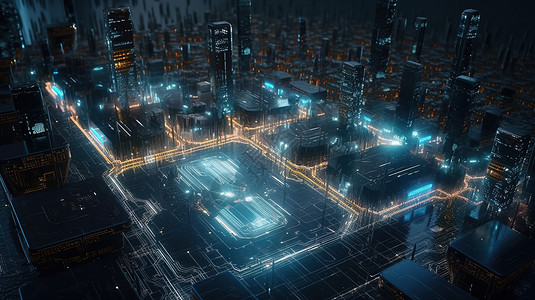 未来感科技芯片城市图片