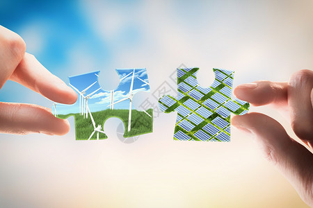 新能源创意绿色拼图图片