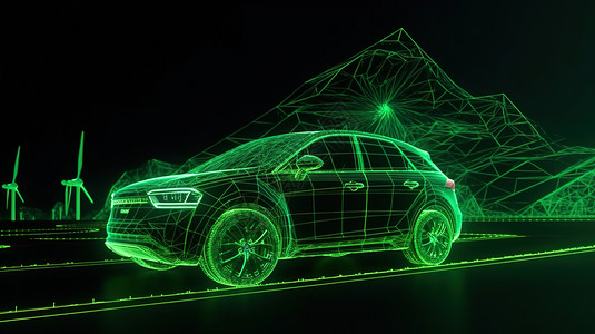 汽车灯光光效新能源汽车插画