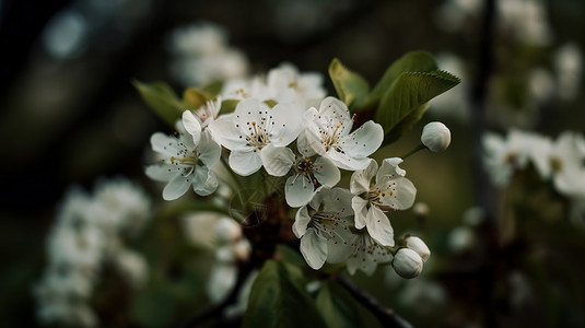 白色梨花超写实花朵高清图片