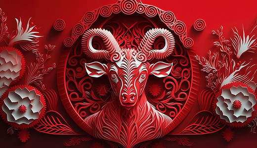 红羊雕刻红焖东山羊高清图片