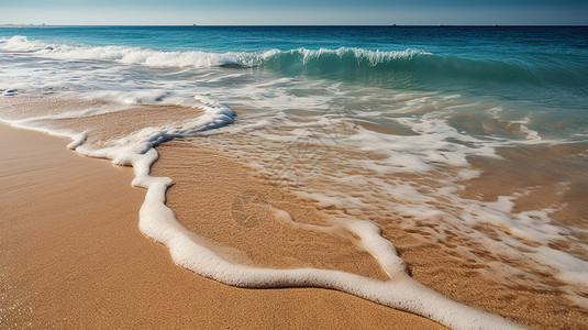 海滩照片清新海滩插画