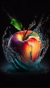 苹果在水中的产品图片