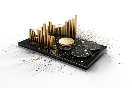 黑金立体金融模型背景图片