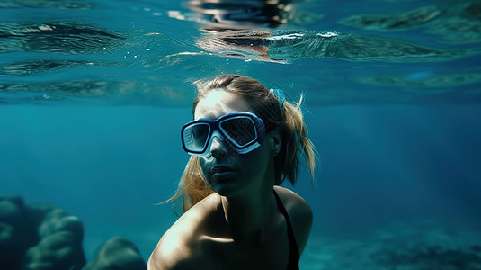 潜水的女生背景图片