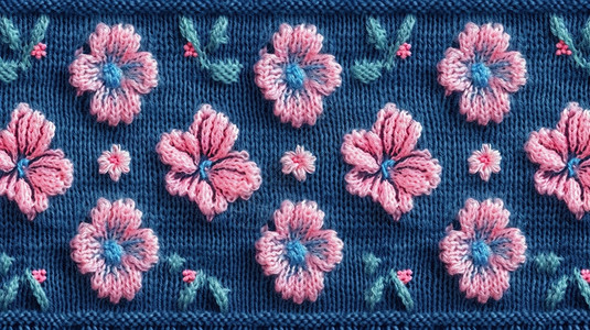 粉色花朵针织品图片