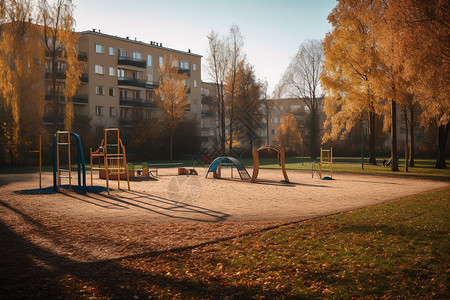 秋季儿童公园背景图片