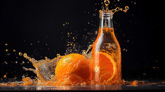 橙子汽水喷溅的橘子汽水背景