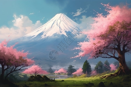 富士山绘画图片