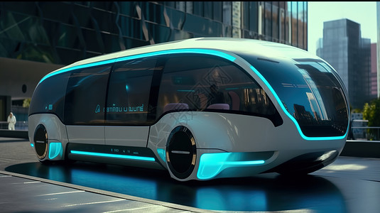 智能公交车未来科技汽车插画