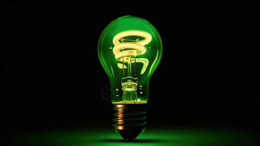 绿光灯泡背景图片