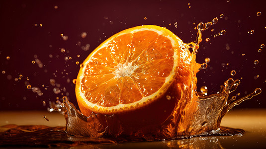 对半切开的橙子背景图片