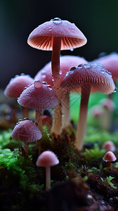 雨中的蘑菇背景图片