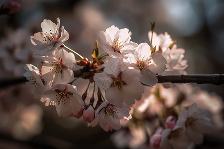 桃花绿叶花卉花纹高清图片