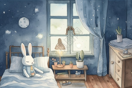 高清兔子插画背景图片