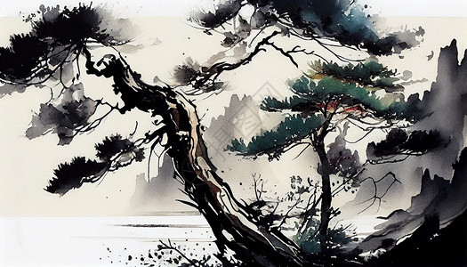 中式水墨绘画背景图片