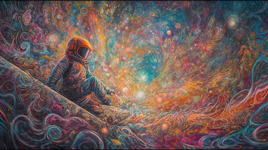 宇航员彩色梦境背景图片