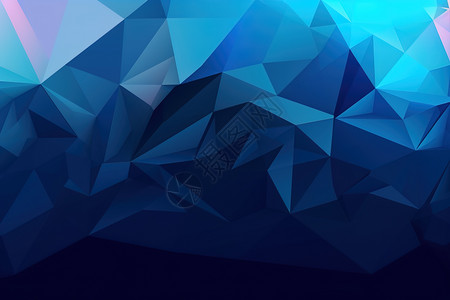 原创北欧几何立体小清新背景墙蓝色多边形图片插画