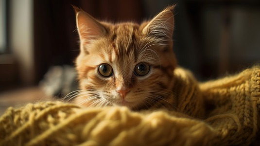 猫照片趴在毛线上的狸花猫背景