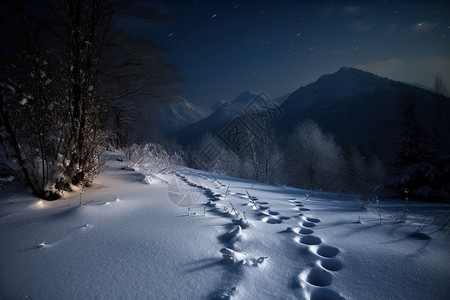 山中雪景背景图片