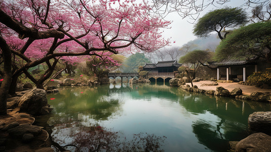 湖边风景背景图片