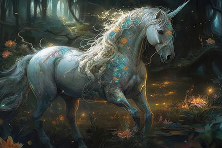 童话森林的马背景图片