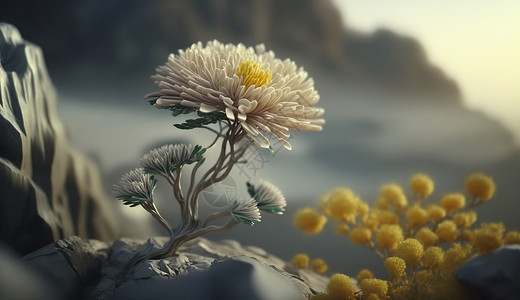 山崖上的菊花图片
