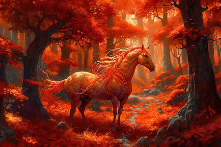 森林里的马背景图片