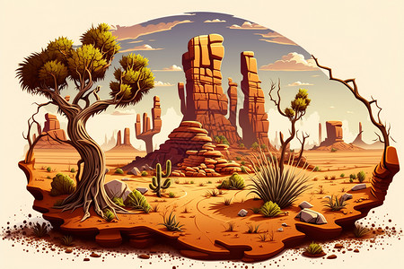 手绘金色沙漠背景图片