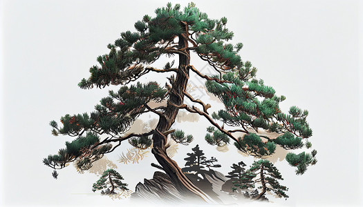 中式松树图片