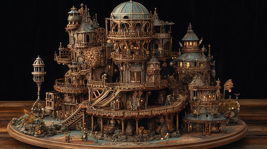 古代城堡模型背景图片