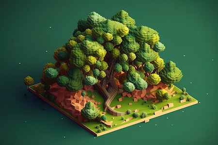 3D树木建模背景图片
