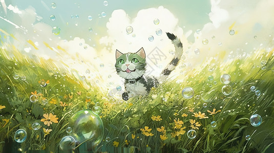 小猫油画背景图片