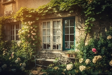 欧式小花园背景图片