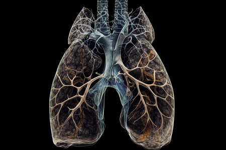 器官透视图器官肺CT图插画