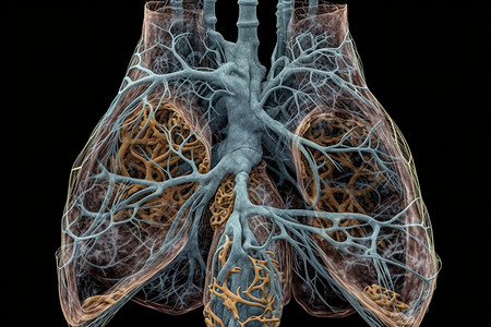 肺部CT人体器官透视图插画