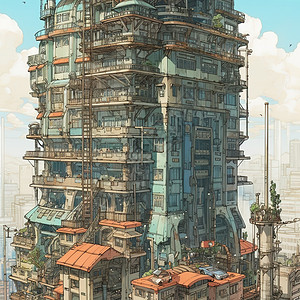 城市大楼插图背景图片