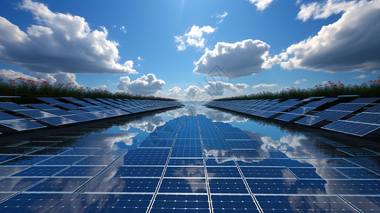 电力设备制造壮观的太阳能背景插画