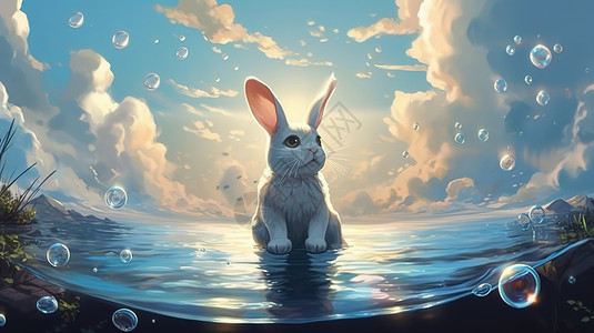 兔子水彩画背景图片