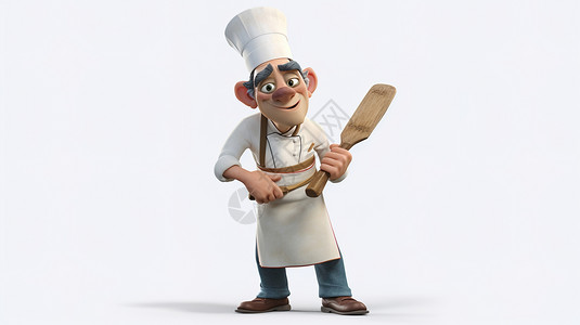 老年厨师卡通人物背景图片
