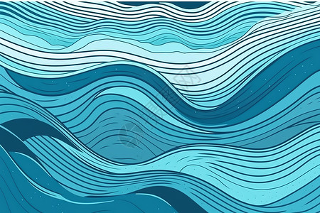 线性山水线性水波纹插画